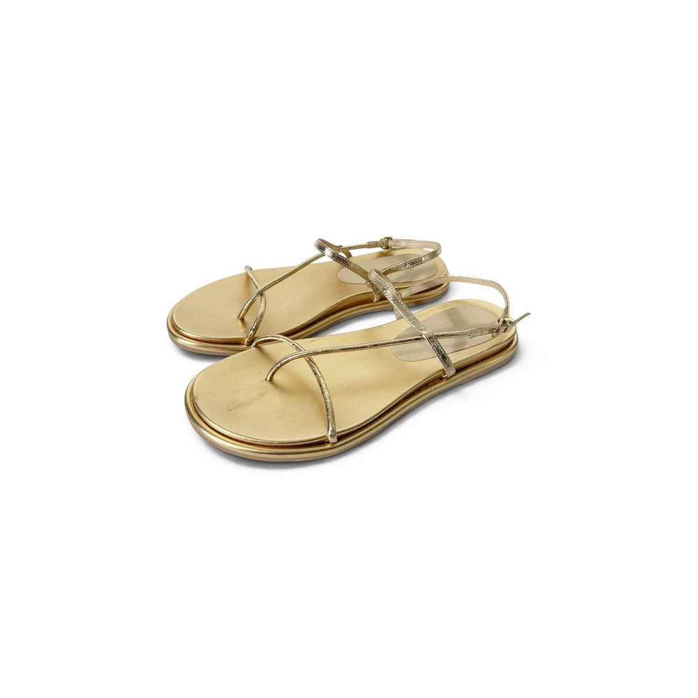 Dolce Vita Dom Womens Strappy Leather Metallic Gold Distressed Sandals Size 9.5